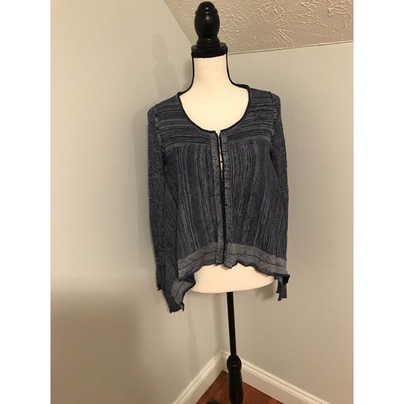 Free People Blue Space Dye Drapey Never Again Cardigan Sweater Hook & Eye Front - Picture 1 of 9